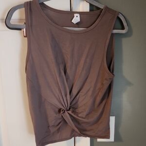 Women's Sleeveless Twist Front Top - Brown